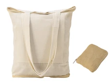 Сумка складная из хлопка и джута с карманом Jute, бежевая фото