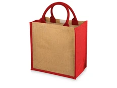 Сумка из джута Hindy, бежевая / красная фото