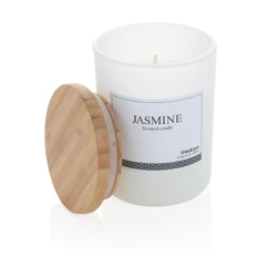 Свеча ароматическая с бамбуковой крышкой Ukiyo Jasmin, белая фото