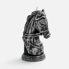 Свеча фигурная «Бюст лошади», серебристая фото