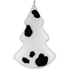 Свеча Spotted Cow в виде елки, белая / черная фото