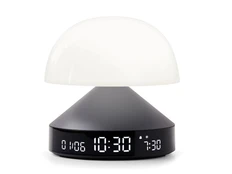 Светильник с часами и световым будильником Mina Sunrise, серебристый фото