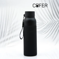 Термобутылка Cofer Button Black, черная фото