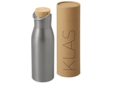 Термобутылка вакуумная с бамбуковой крышкой Waterline Klas, 500 мл, серебристая фото