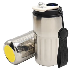 Термокружка Ashly To Go, серебристая / черная / желтая фото