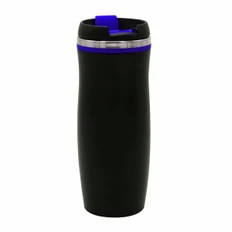 Термокружка Dark Latte, 420 мл, черная / синяя фото