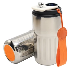 Термокружка хромированная из нержавеющей стали Ashly To Go, серебристая / оранжевая фото