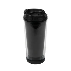 Термокружка Plan, 350 мл., черная/ прозрачная фото
