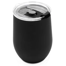 Термокружка с двойной стенкой Softo To Go, soft-touch, черная / прозрачная фото