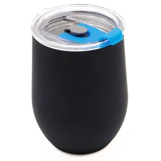 Термокружка с двойной стенкой Softo To Go, soft-touch, черная / синяя фото