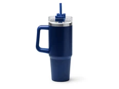 Термокружка с трубочкой и поворотной крышкой Kranston, 850 мл, темно-синяя фото