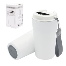 Термокружка Surprise To Go с индикатором, белая / серая фото