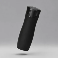 Термокружка вакуумная герметичная Waterline Streamline, soft-touch, тубус, черная фото