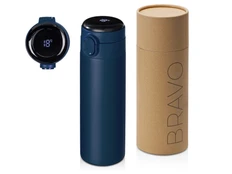 Термокружка вакуумная с индикатором и медной изоляцией Waterline Bravo, тубус, 400 мл, темно-синяя фото