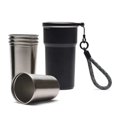 Термокружка из нержавеющей стали Vinga Parks в комплекте с 4 кружками, черная / серебристая фото