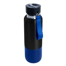 Термос c ланьярдом и манжетой Hike, 500 мл, черный / синий фото