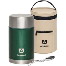 Термос для еды в чехле «Арктика», 1000 мл, стальной / зеленый фото