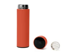 Термос Family Mark Led, soft touch, оранжевый фото