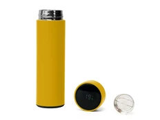 Термос Family Mark Led, soft touch, желтый фото