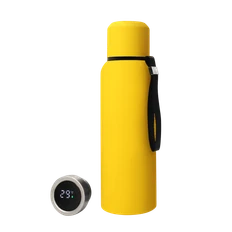 Термос с датчиком температуры Cofer S-travel New, soft touch, 750 мл, желтый фото