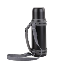 Термос «Сахалин» 1200 мл, покрытие пудра, черный фото