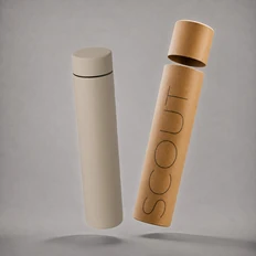 Термос Waterline Scout, soft-touch, бежевый фото