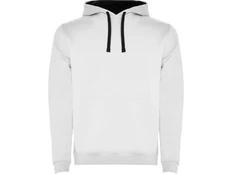 Толстовка мужская с капюшоном Roly Urban, белая / черная фото