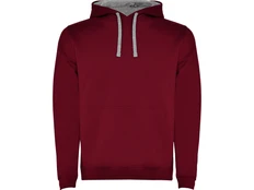 Толстовка мужская с капюшоном Roly Urban, бордовая / серая фото