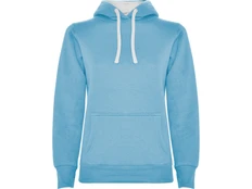 Толстовка с капюшоном женская Roly Urban, голубая / белая фото