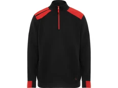 Толстовка с воротом на молнии мужская Roly Maverick, черная / красная фото