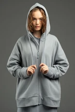 Толстовка унисекс на молнии Andor H3, серая фото