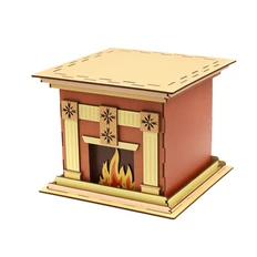 Упаковка новогодняя из дерева «Камин», большая, коричневая фото