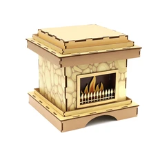 Упаковка новогодняя из дерева «Камин», малая, коричневая фото