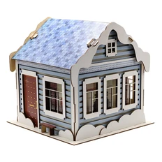 Упаковка новогодняя из дерева «Новогодний дом», разноцветная фото