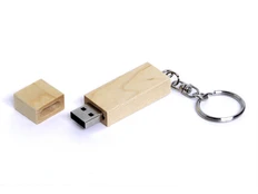 Флешка USB 2.0 на 16 Гб прямоугольная форма, колпачок с магнитом, натуральное дерево фото