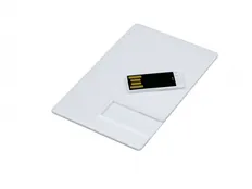 Флешка USB 2.0 на 32 Гб в виде пластиковой карты с выдвижным чипом, белая фото