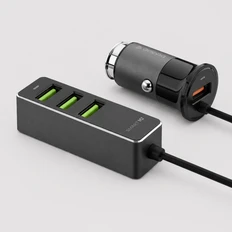 Устройство зарядное автомобильное Deppa, 1 USB + 3 USB для пассажиров, QC 3.0, 7Аa, черное фото