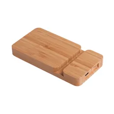 Устройство зарядное беспроводное с подставкой под смартфон (10W) Bamboo Power, 5000 mAh, крафт фото