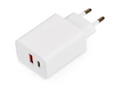 Устройство зарядное сетевое c выходами USB-A и USB-C и быстрой зарядкой QC/PD Evolt Recharger Pro, 30 Вт, белое фото