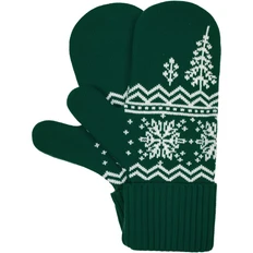 Варежки Teplo Elnik, зеленые / белые фото