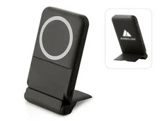 Внешний аккумулятор беспроводной с подсветкой лого и подставкой Evolt Magflash, 10000 mAh, 15 Вт, черный фото