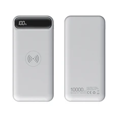 Внешний аккумулятор с цифровым индикатором заряда Quantum, 10000 mAh, серебристый фото