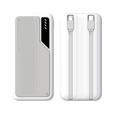 Внешний аккумулятор со встроенными кабелями Connect, 10000 mAh, белый / серый фото