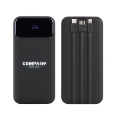 Внешний аккумулятор Top Grade Softtouch со встроенными кабелями и цифровым индикатором заряда, 20000 mAh, черный фото