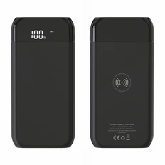 Внешний аккумулятор с подсветкой логотипа и цифровым индикатором заряда ShineMax Soft touch, 10000 mAh, черный фото