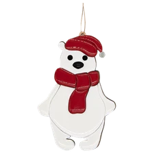 Игрушка елочная Handit «Медвежонок», белый / красный фото