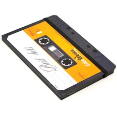 Записная книжка в клетку «Кассета» А5, черная / оранжевая фото