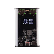 Внешний аккумулятор Inside 9000 mAh с цифровым индикатором заряда/напряжения/силы тока, прозрачный / серый фото