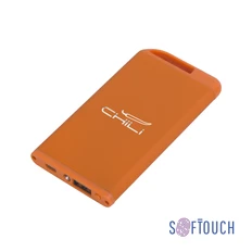 Зарядное устройство с фонариком и переходниками Chili Theta, 4000 mAh, покрытие soft touch, оранжевое фото