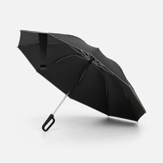 Зонт складной автоматический обратного сложения с ручкой-карабином Foldberry, черный фото